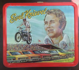Vintage 1974 Aladdin Evel Knievel Metal Lunchbox Dardevil No Thermos