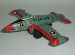 Vintage Japan Tin Toy,  U.  S.  Air Force,  Jet Airplane (friction Drive) U.  S.  A.  F.