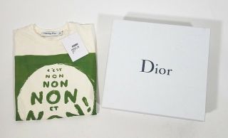 Christian Dior Ivory Green Fall 2018 Tee Shirt Top - Size S Rare