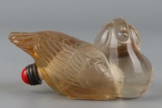 Chinese Exquisite Handmade Bird Crystal Snuff Bottle