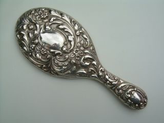 Antique Edwardian Solid Silver Repousse Hand Mirror A.  E.  Goodby & Sons Bir 1907.