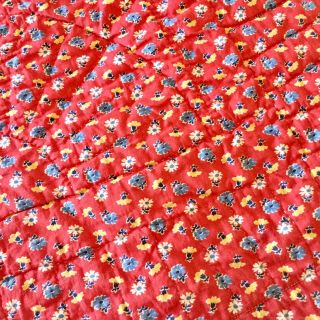 Vintage Red Grandma’s Fan Hand - Quilted Patchwork Quilt 67” x 73 - 1/2” 7