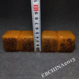 40mm Old China Natural Tianhuang Shoushan Stone Carved 4 Stamp Seal Signet Set 5