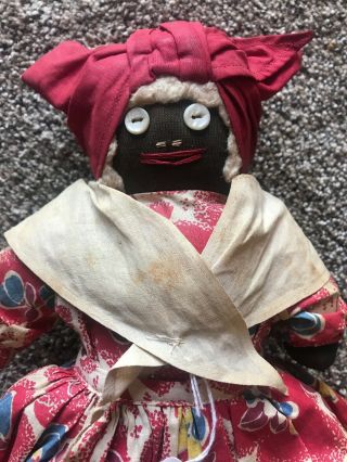 Charming,  12” vintage,  BLACK cloth folk art,  Americana doll Stocking 2