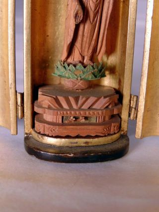 Japanese Miniature Wood Carved Buddhist Zushi Traveler Shrine Alter 1 4