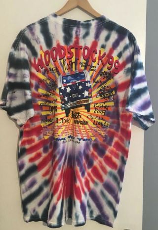 VTG 1999 Woodstock Tie Dye Shirt Rome York Rock n Roll Rap Concert 99 music 2