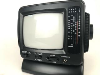 Vintage 1984 Portable Black & White Tv/ Am/fm Radio Ktv 501
