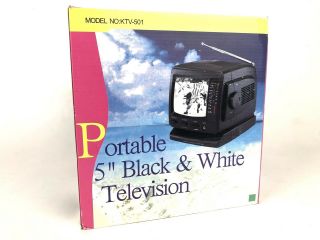 Vintage 1984 Portable Black & White TV/ AM/FM Radio KTV 501 2