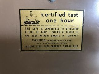 Vintage Meilink Hercules Locking Safe - T - Vault Safe,  Ohio,  USA,  With Key FC8 6
