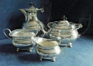4 Piece Silver Plated Bulbous Tea Set C1935
