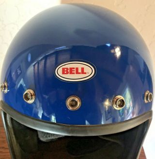 VINTAGE 1980 BELL MOTO3 HELMET BLUE ADULT SIZE 7 WITH BOX MORE 2