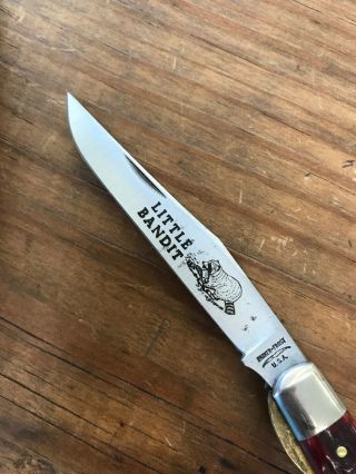 Vintage Red Bone Schrade USA Parker Frost Slimline Trapper Linerlock Bandit 1978 3