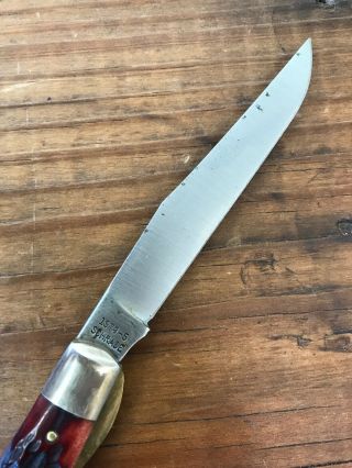 Vintage Red Bone Schrade USA Parker Frost Slimline Trapper Linerlock Bandit 1978 4