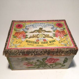 Vintage Ying Mee tea box tin with tea 6