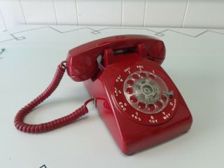 Vintage At&t Bell System Western Electric 500dm Red Rotary Bat Phone Telephone