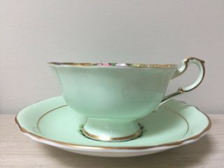 Vintage Rare Paragon Cup & Saucer Green and Black Tapestry Rose 2