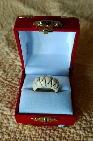 Rare Antique Vintage Ring 585 14k Gold Italy And Bone.  Jewelry.  Size 5