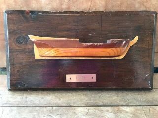 Vintage Half Hull Wooden Ship Model Plaque " Essex ",  American Whaling Ship