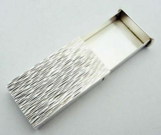 Rare Vintage Tiffany Textured Rectangle Sliding Pill Box Sterling Silver Germany