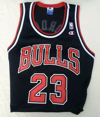 Chicago Bulls Vintage 90s Michael Jordan Champion Basketball Jersey Sz 48 Black