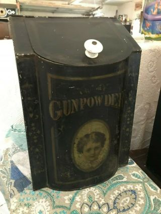 Antique Victorian General Gunpowder Tea Tin Display Store Counter