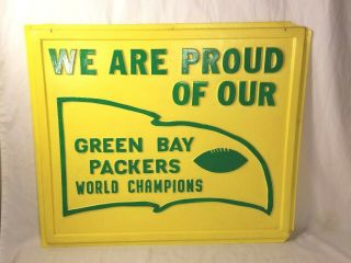 Vintage 1960 ' s Wold Champions Green Bay Packers Football Sign 9