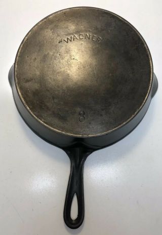 Vintage “ Wagner “ Arch 1 Line Logo No.  8 Cast Iron Skillet With Heat Ring Flat