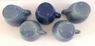 FIVE Vintage Bauer? Pottery RING Pattern Jumbo Coffee Cups Delft & Cobalt Blue 3