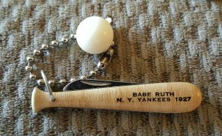 Vintage York Yankees Babe Ruth Bat Knife Keychain.  Great Shape