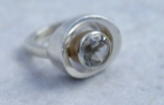 Danish N.  E From Vintage 925 Silver Ring With Crystal Stone Splendid