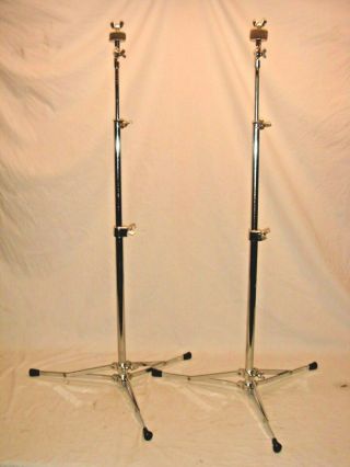 2 Vintage 1964 Ludwig Model 1400 Chrome Plated Flat Base Cymbal Stands