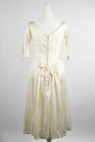 1960s Vintage Lorrie Deb of San Francisco Silk Wedding Dress White Bridal Gown M 2