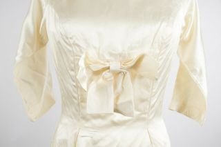 1960s Vintage Lorrie Deb of San Francisco Silk Wedding Dress White Bridal Gown M 3