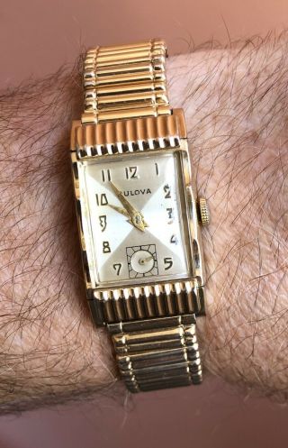 Vintage 1950 L0 Bulova Academy Award Watch 10k Gold Filled 7aa 21j Kreisler Band