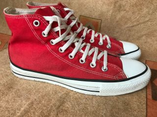 Vintage Converse Chuck Taylor All Star Hi Top Sz 10 Made In Usa Red