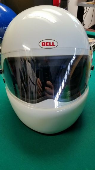 Vintage Bell Star Motorcycle Helmet White Size 7 3/8 2