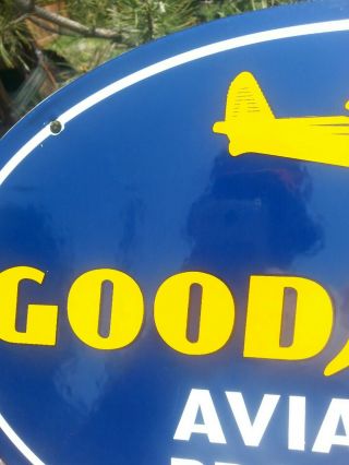 1939 GOODYEAR AVIATION TIRES PORCELAIN SIGN VINTAGE GAS NOS 9