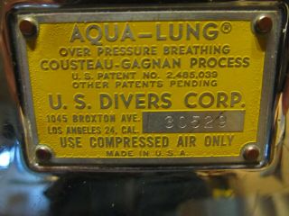 Vintage AQUA - LUNG Regulator Cousteau Gagnan Process regulator US DIVERS CORP 2