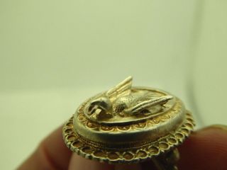 Vintage Art Nouveau Flying Bird Sterling Silver Ornate Repousse Ring Size 7.  5 5