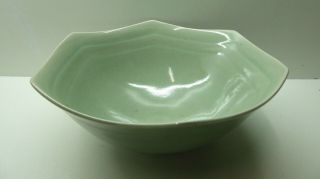 Ann Geroe Vintage Australian Pottery Studio Celadon Glaze Hexagonal Bowl