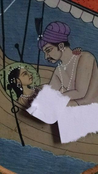 Erotic Indian Mughal Miniature Painting,  Framed,  18th Century