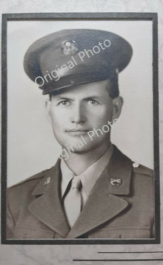 Ww2 Era Vintage Us Army Infantry Soldier Portrait 4x5 Photo In A 5x8 Frame