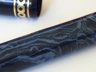 Vintage Mabie Todd Swan VISOFIL V Fountain Pen in rare blue marble pattern 5