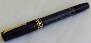 Vintage Mabie Todd Swan VISOFIL V Fountain Pen in rare blue marble pattern 7