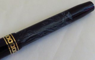 Vintage Mabie Todd Swan VISOFIL V Fountain Pen in rare blue marble pattern 8