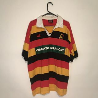 Waikato Rugby Union Vintage Canterbury Of Zealand Jersey Fraught Striped 2xl