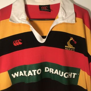 Waikato Rugby Union Vintage Canterbury of Zealand Jersey Fraught Striped 2XL 2