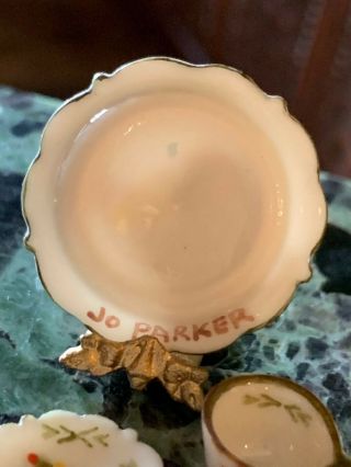 Jo Parker Miniature Dollhouse Christmas Dinner Dessert Plate Saucer Cup 4pc 5 3