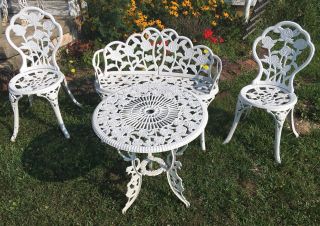 Vintage Victorian Style Table,  2 Chairs,  Garden Bench Cast Iron And/or Aluminum