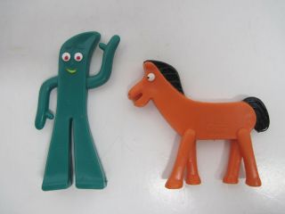 Vintage Gumby And Pokey Rubber 2 - 1/2 Inch Figures Prema Toy Co Jesco Hong Kong